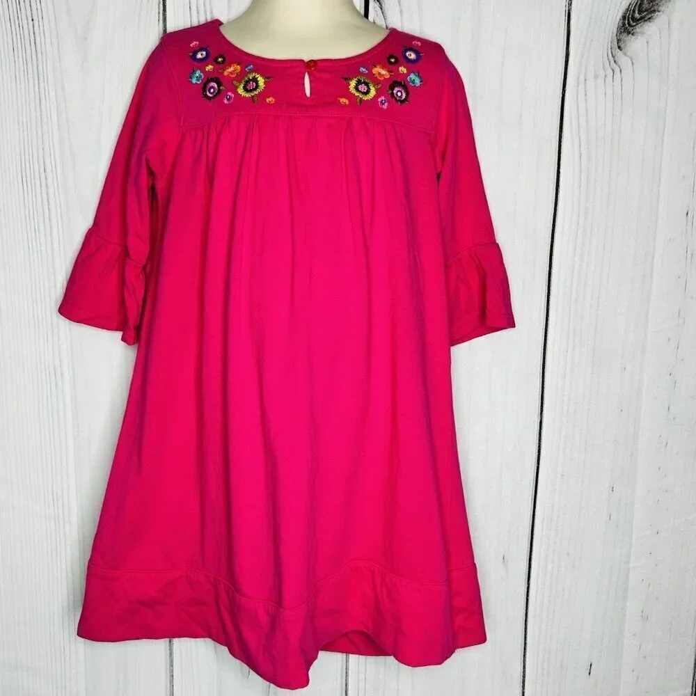 Carter’s Toddler Girls Pink Long Sleeve Dress Size 4T Floral Embroidery